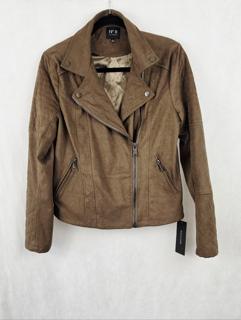 No 11 Faux Suede Motorcycle Biker Jacket